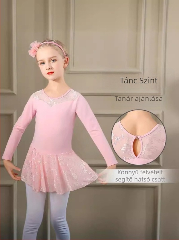 Lányoknak készült modern táncruha balett gyakorláshoz – pamut belső Spandex béléssel, apró virág mintával