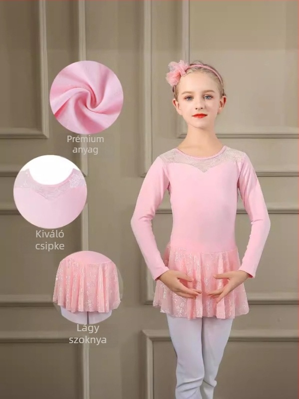 Lányoknak készült modern táncruha balett gyakorláshoz – pamut belső Spandex béléssel, apró virág mintával