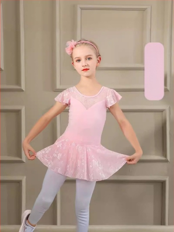 Lányoknak készült modern táncruha balett gyakorláshoz – pamut belső Spandex béléssel, apró virág mintával