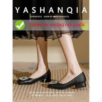 Koreai stílusú női lapos cipő négyszögletes orral és alacsony sarkúval, mikroszálas felsőrész, talp gumírozott