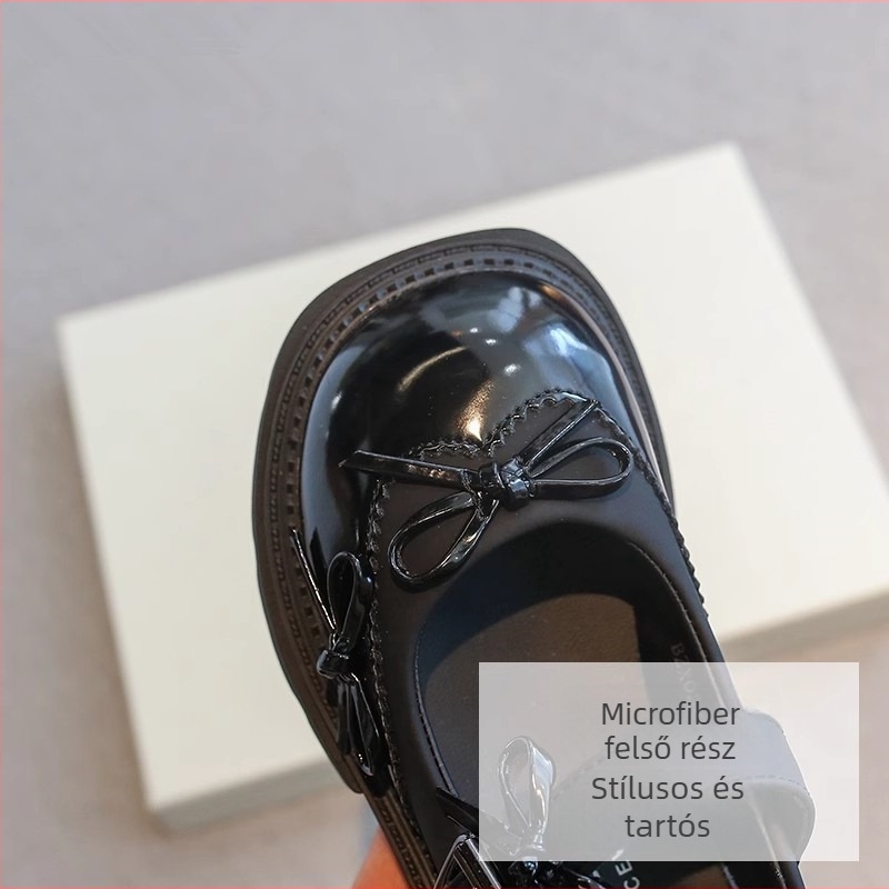 PU bőr Mary Jane gyerekcipő lányoknak, Velcro-zárás, EVA talpbetét, gumitalp, színben harmonizáló minta, főiskolai stílus, 4-16 éveseknek, tavasz-ősz