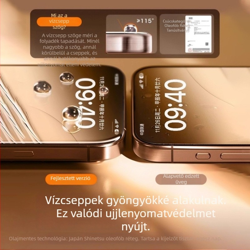 iPhone 16-hoz edzett üvegből készült képernyővédő — teljes lefedettség, HD élesség, karcolásálló, ujjlenyomatmentes, kékfény-szűrés