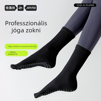 jóga zokni csúszásmentes szilikonnal, osztott ujjak ötujjas kialakítás, pamut, középmagas szár, beltéri edzéshez nőknek