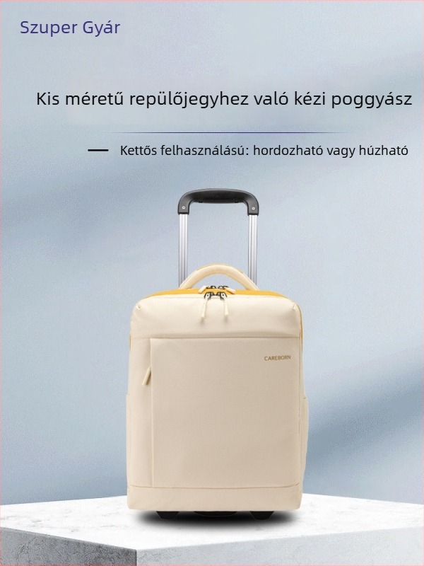 Kerekgurulós hátizsák teleszkópos fogantyúval kézipoggyászhoz, cipzáras zárás, bevonatos Oxford anyag, súly 1,88 kg, kézipoggyászként engedélyezett
