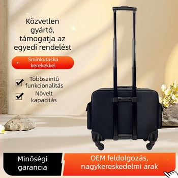 Tongyang gurulós sminktartó nagy kapacitású, Oxford anyagú, húzórúddal, univerzális kerékkel, cipzáros nyitás, zárható lakattal, uniszex