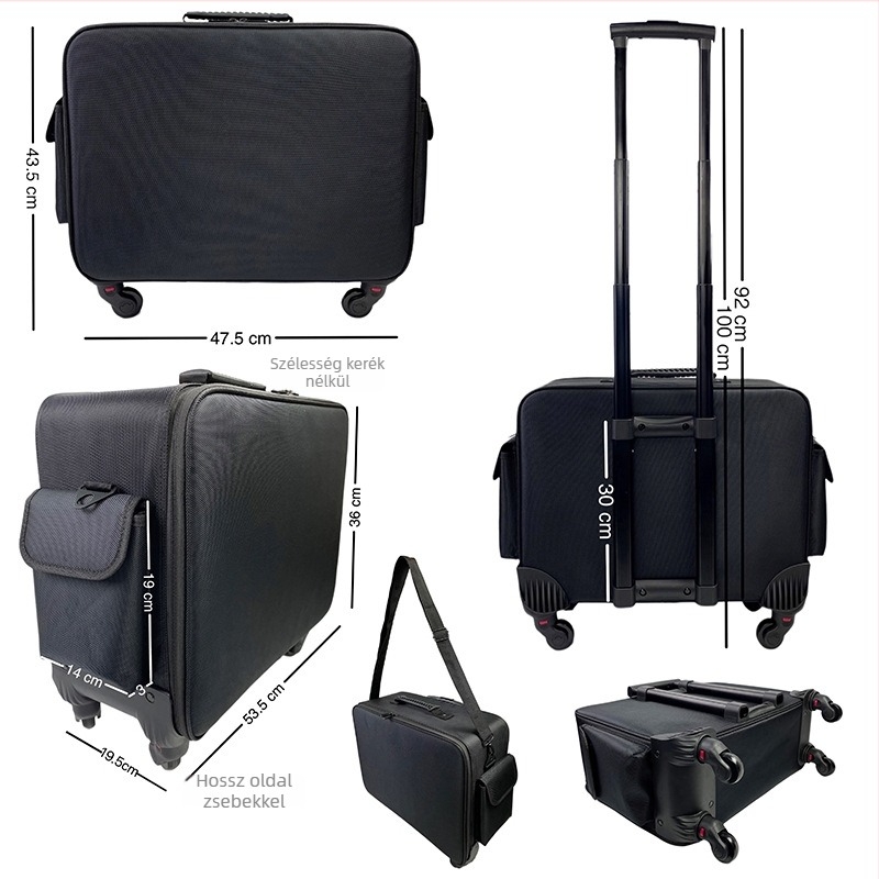 Tongyang gurulós sminktartó nagy kapacitású, Oxford anyagú, húzórúddal, univerzális kerékkel, cipzáros nyitás, zárható lakattal, uniszex