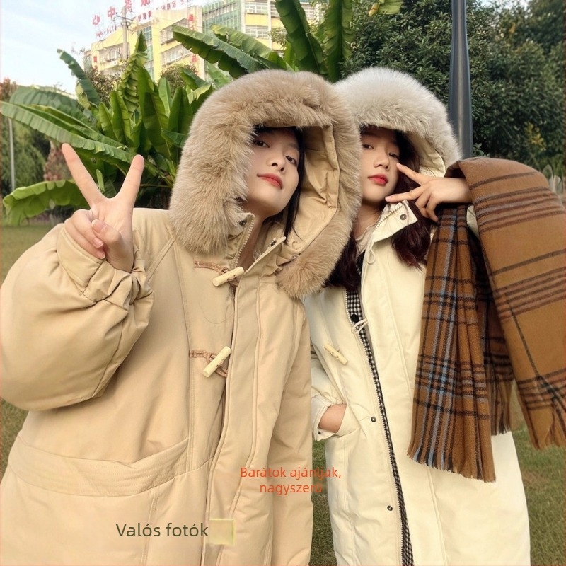 Női pehelydzseki lúd tollal, acetát anyagból, vastag kivitel, levehető róka szőr gallér, töltet 301–350 g