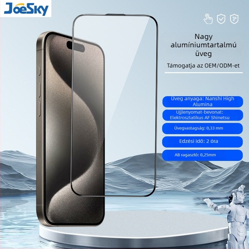 Edzett üveg kijelzővédő iPhone-hoz – teljes képernyős, HD, anti-peep, 0,33 mm