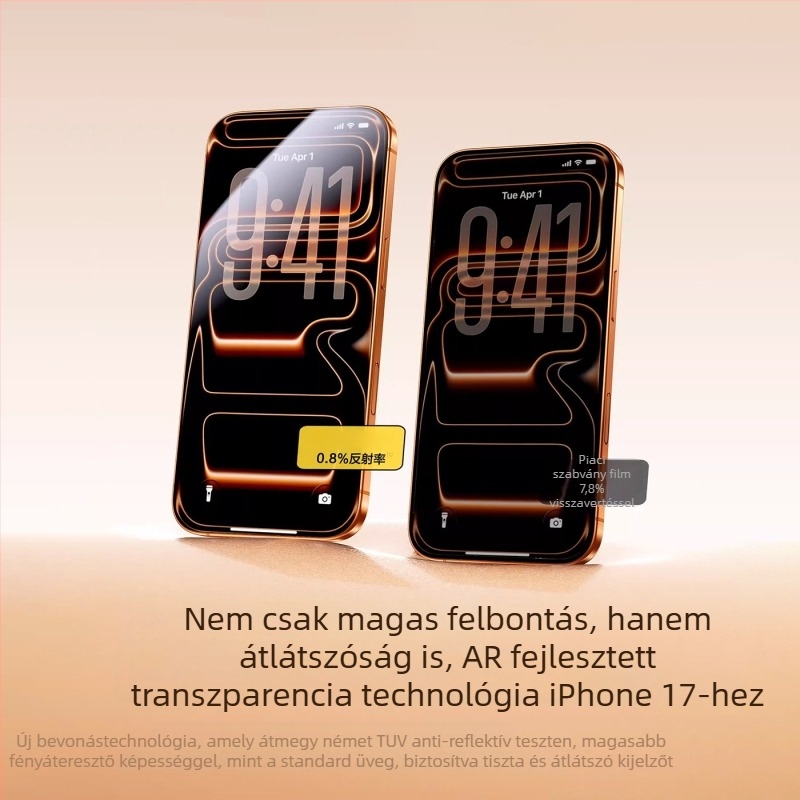 PaiPaiMi edzett üveg előlapi kijelzővédő fólia iPhone 17 Pro Maxhoz – por- és ütésálló, teljes képernyővédelmet nyújt