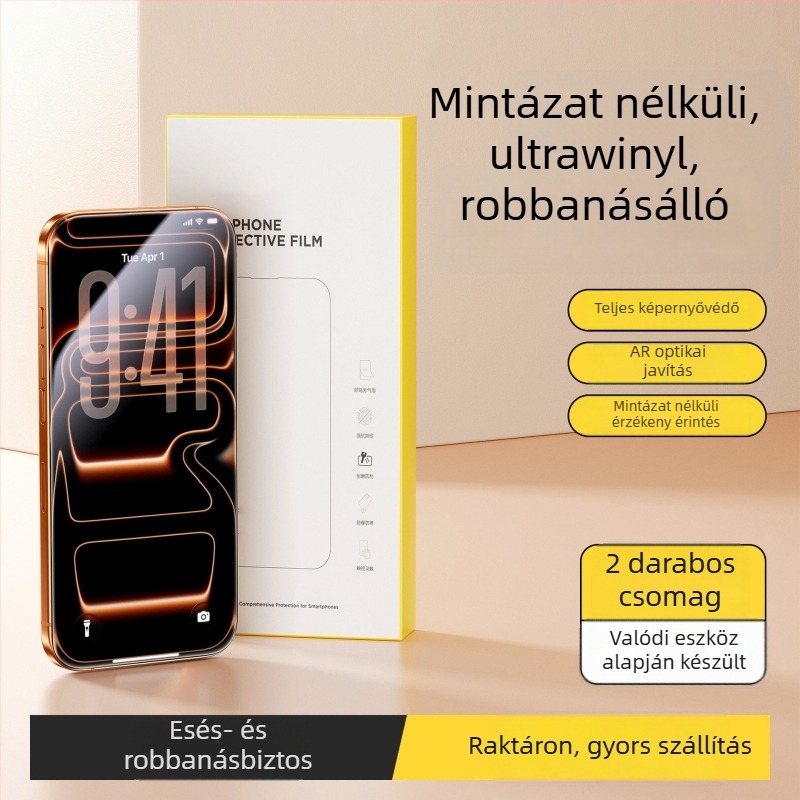 PaiPaiMi edzett üveg előlapi kijelzővédő fólia iPhone 17 Pro Maxhoz – por- és ütésálló, teljes képernyővédelmet nyújt