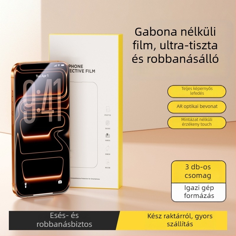 PaiPaiMi edzett üveg előlapi kijelzővédő fólia iPhone 17 Pro Maxhoz – por- és ütésálló, teljes képernyővédelmet nyújt