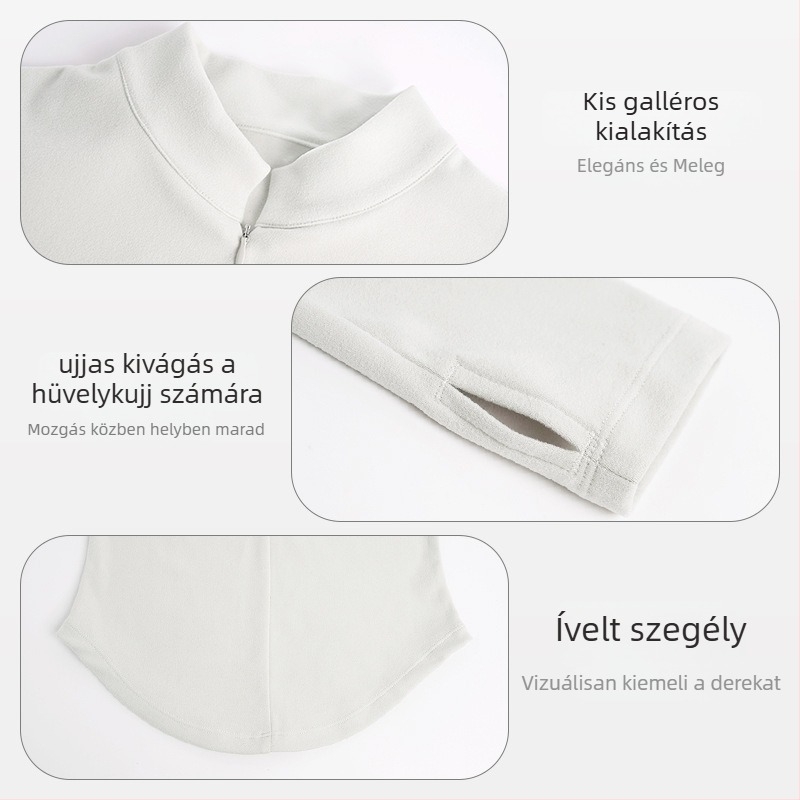 Női modern balett ruházat – hosszú ujjú, karcsú szabás, felső és alsó rész külön szett magas gallérral, Spandex/acetát anyag