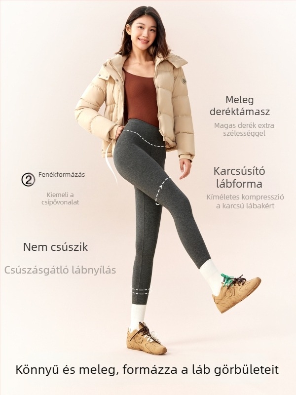 Gyapjúból készült, fleecével bélelt jóga nadrág Shark fazon, magas derék, hasra szűkítés és fenék emelés, pamutkeverék, meleg alapréteg őszi-téli