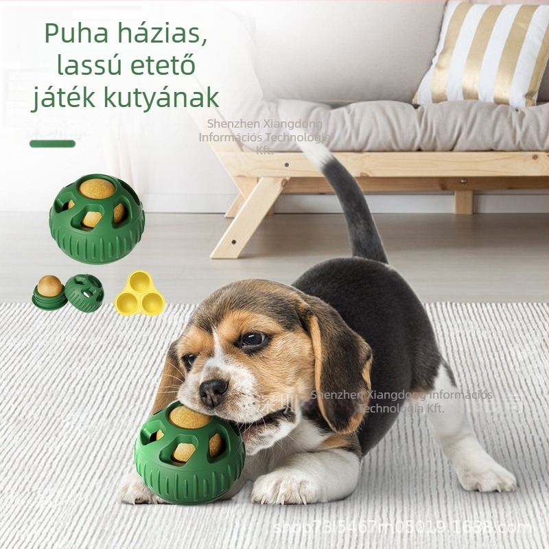 Szilikon kutya etető- és harapó játék, golyóval ami ételt szivárogtat, márka Enjoy the movement