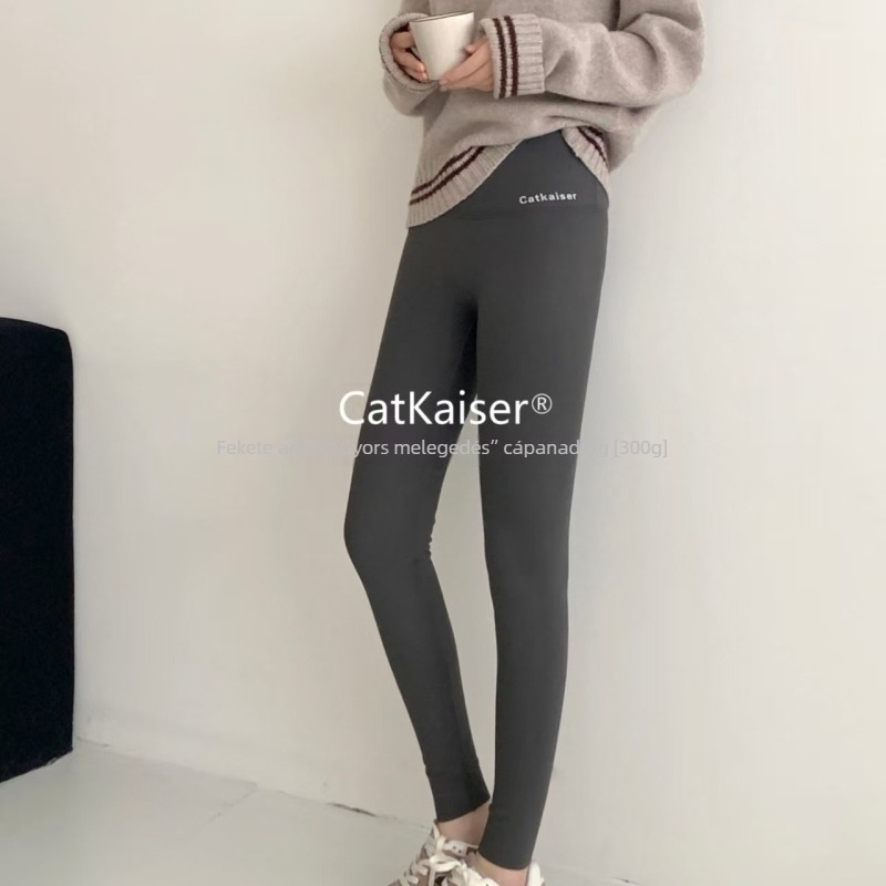 Catkaiser Fekete-Arany Gyorsan Melegedő Velúr Shark Nadrágok, 300 g, Tél, Fekete Magas Derék, fleece belső, Alapréteg