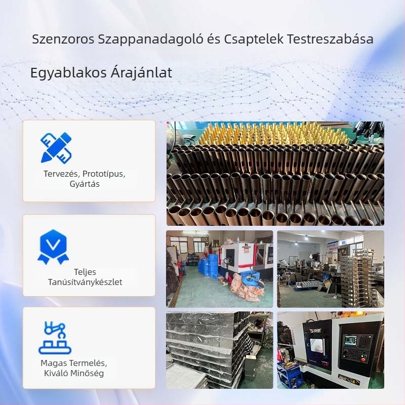 Réz indukciós habszappan adagoló, perforált szerelés, elektroplátolt felület, CE tanúsítvány, modern minimalista stílus