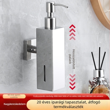 304 rozsdamentes acél négyszögletes szappanadagoló, falra szerelhető, fürdőszobai vagy szállodai használatra, újratölthető