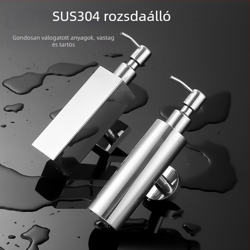 304 rozsdamentes acél négyszögletes szappanadagoló, falra szerelhető, fürdőszobai vagy szállodai használatra, újratölthető