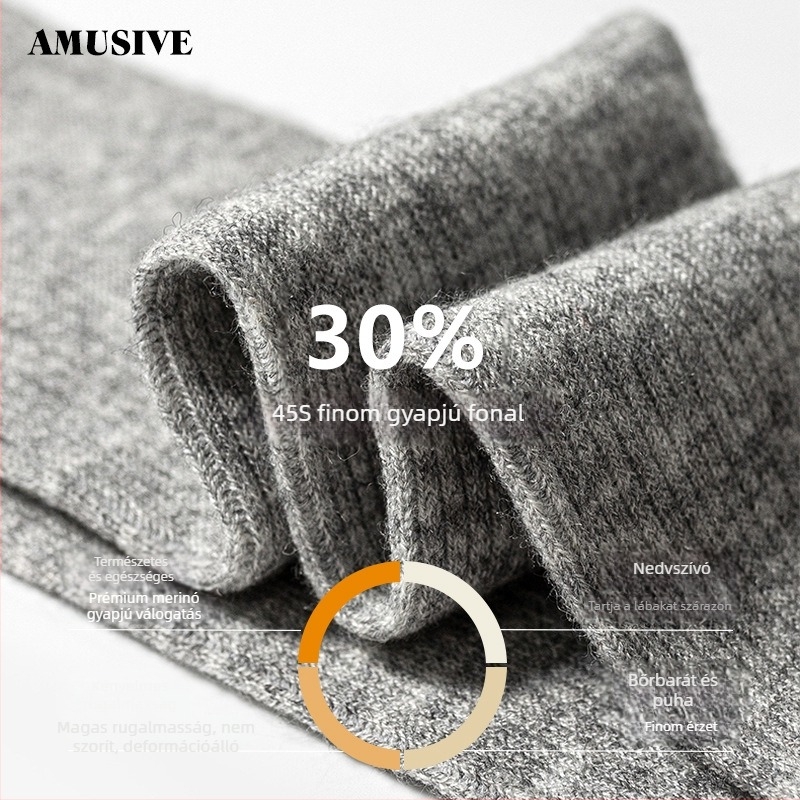 AMUSIVE Szürke sorozat, 24,9% finom gyapjú, meleg alapleggings nőknek, kényelmes őszi-téli viselet