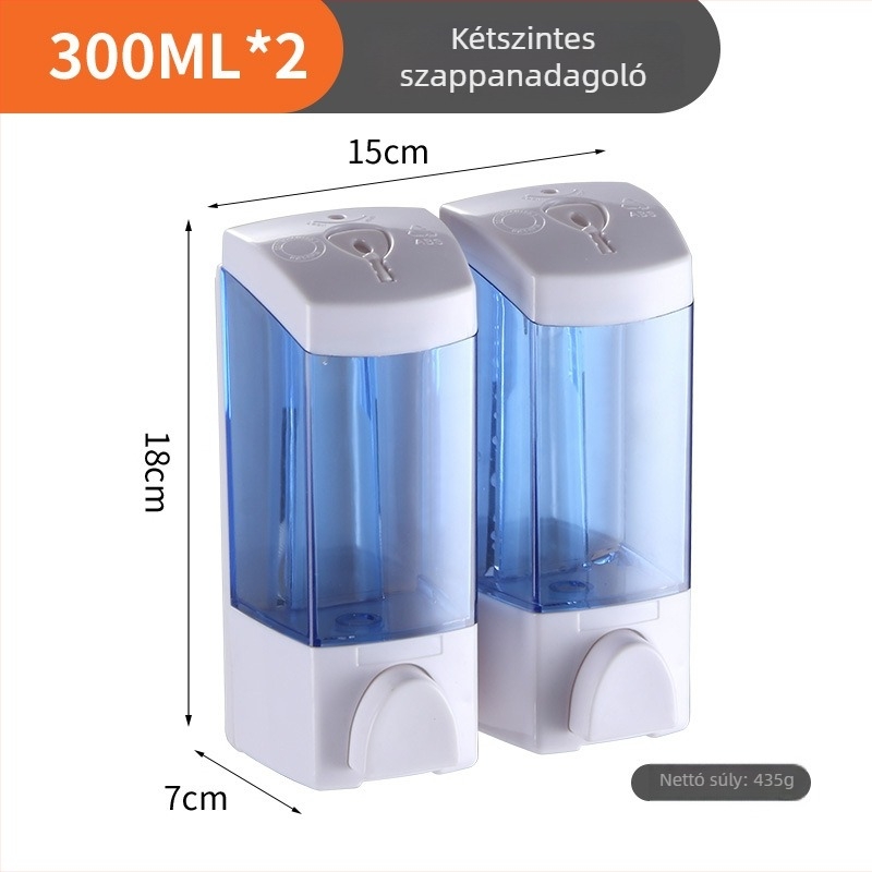 ABS-ből készült kézi szappanadagoló, 300/500 ml kapacitás, kézi nyomású működés, injekciós öntés, modern stílus