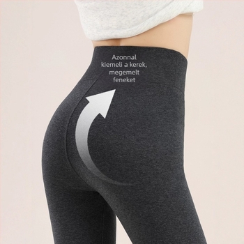 Női pamut leggings báránygyapjú bélés, téli meleg nadrág, fekete