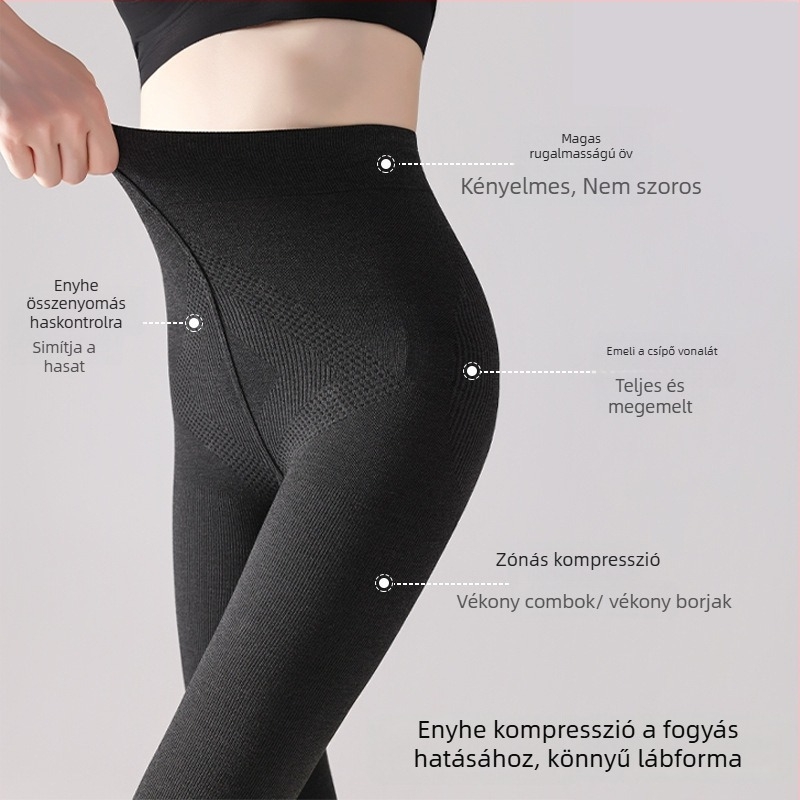 Szürke női fleece-belelt harisnyanadrág, őszi-téli meleg, vékony és karcsúsító hatással