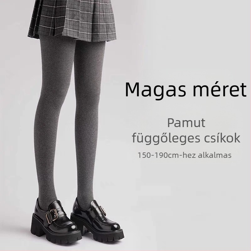 Pamut bordázott leggings fleece-béléssel, vastag, magas derekú, fekete