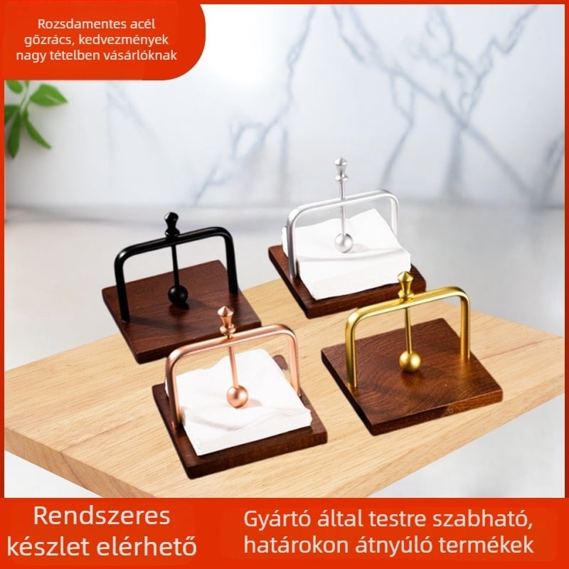 Étteremek és szállodák asztalára készült szalvétatartó, alumínium, anodizált felület, ovális alak, modern minimalist stílus