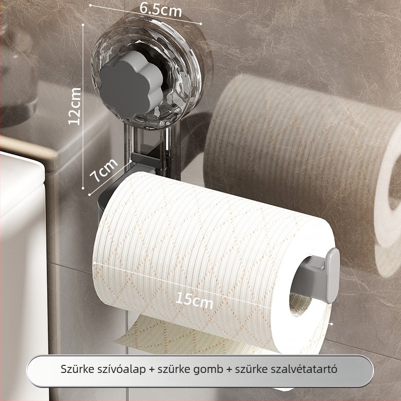 HENNES' Konyhai papírtörlő tartó szívóval, fúrás nélkül, műanyag, elektroplátolt felület, Light Luxury stílus