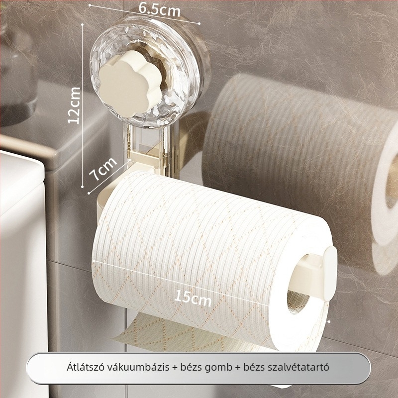HENNES' Konyhai papírtörlő tartó szívóval, fúrás nélkül, műanyag, elektroplátolt felület, Light Luxury stílus