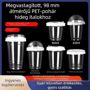 Egyszer használatos PET pohár kávéhoz és tejes teához, átlátszó, fedéllel, 500 ml