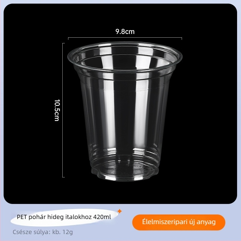Egyszer használatos PET pohár kávéhoz és tejes teához, átlátszó, fedéllel, 500 ml
