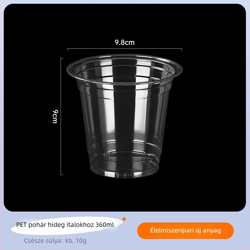 Egyszer használatos PET pohár kávéhoz és tejes teához, átlátszó, fedéllel, 500 ml