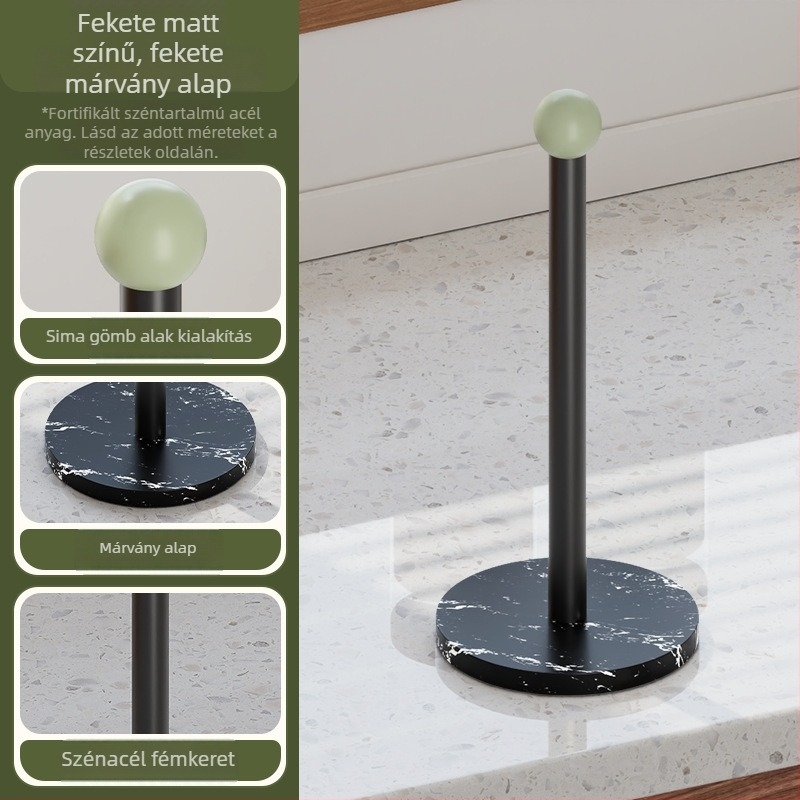 Kör alakú vas tárolóállvány | Sütőfesték felület | Modern, letisztult design | Asztali papírtörlő tartó