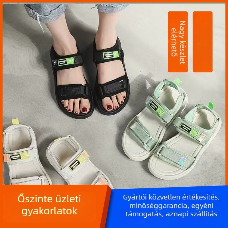 Női vastag talpú szandálok, felsőrész hálós, gumitalp, körös orr, Velcro zárás, lélegző
