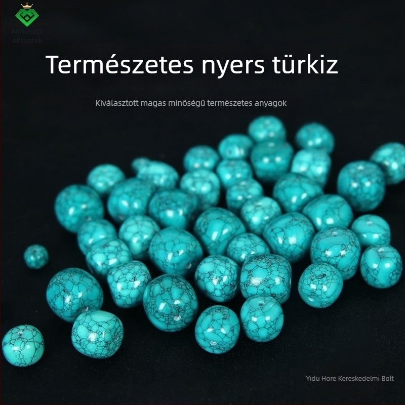 Holler kézzel készített türkiz barrel gyöngy – öreg típusú stílus, vasvonal mintával, karkötő kiegészítő