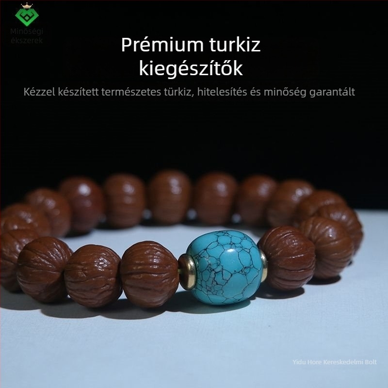 Holler kézzel készített türkiz barrel gyöngy – öreg típusú stílus, vasvonal mintával, karkötő kiegészítő