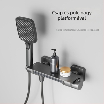 Fali kádcsaptelekészlet zuhannyal, teljes réz test, hőmérséklet-szabályozó, vízesés zuhany, modell XZ-92, kerámiás szele, univerzális 4 bemenet-kimenet csatlakozás, CE tanúsítvány