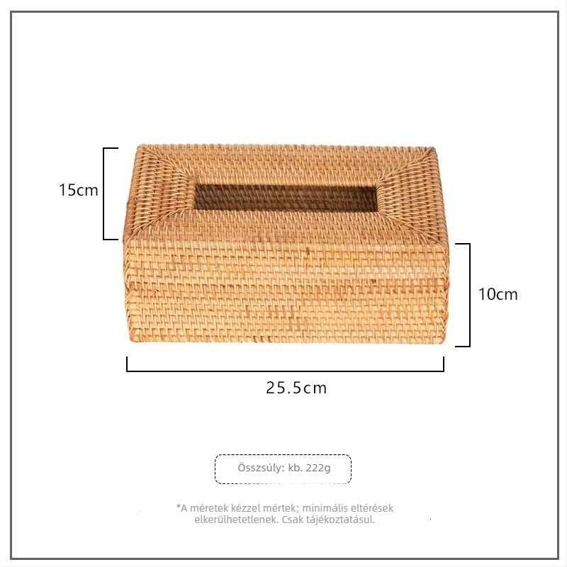 Őszi rattan papírzsepi tartó – Modell 050, 64 darabos készlet, levehető zsebkendőkkel, autó, nappali és fürdőszoba számára