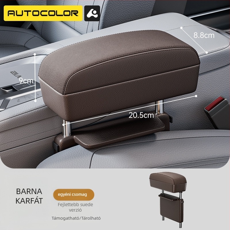 Bőr autókarfa középső rekesz tároló doboz, univerzális modellhez, panel mérete 20.5×15×2.8 cm