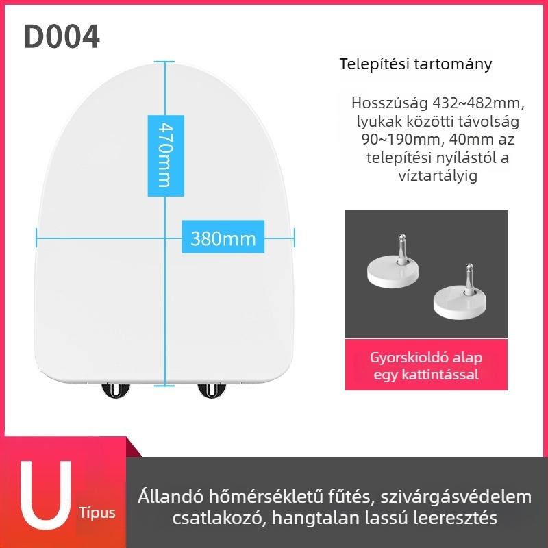 Okos WC-ülőke otthoni használatra, univerzális, elektromos lágy-zárás, állandó hőmérsékletű fűtés, modell LY-TR005B