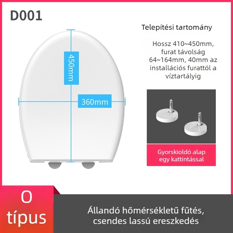 Okos WC-ülőke otthoni használatra, univerzális, elektromos lágy-zárás, állandó hőmérsékletű fűtés, modell LY-TR005B