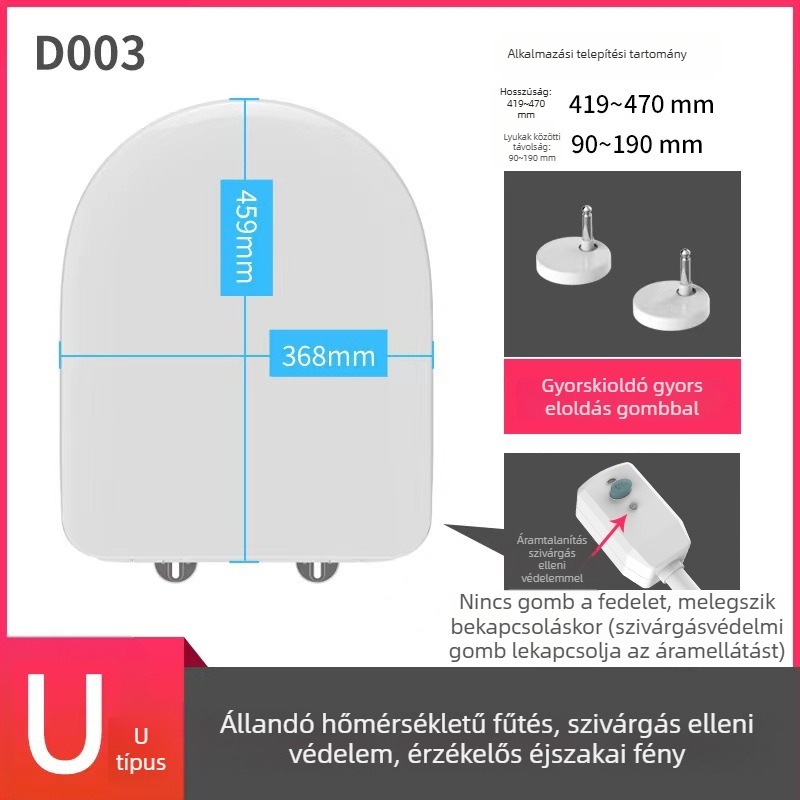 Okos WC-ülőke otthoni használatra, univerzális, elektromos lágy-zárás, állandó hőmérsékletű fűtés, modell LY-TR005B