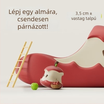 Felnőtt EVA papucs Alma mintával, Cartoon mintázat, vastag talpú 0–3 cm, injektált talpú EVA, könnyű és csúszásmentes, otthonra és kültéri használatra