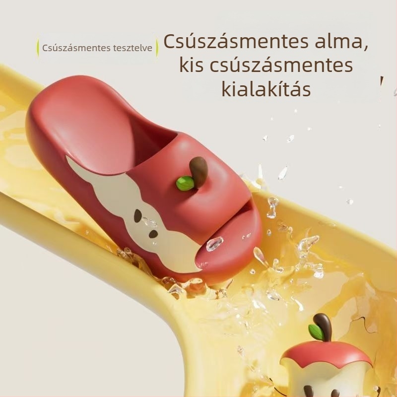Felnőtt EVA papucs Alma mintával, Cartoon mintázat, vastag talpú 0–3 cm, injektált talpú EVA, könnyű és csúszásmentes, otthonra és kültéri használatra