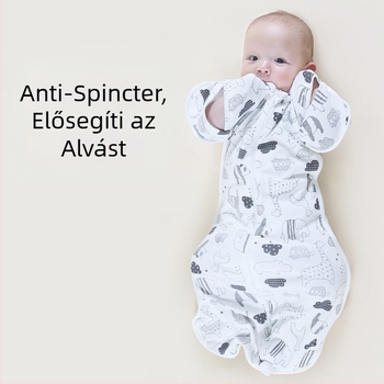 Csecsemő cocoon-stílusú alvózsák; tiszta pamut (95%+); 0–1 éves korosztály; egész éves használat; mosható