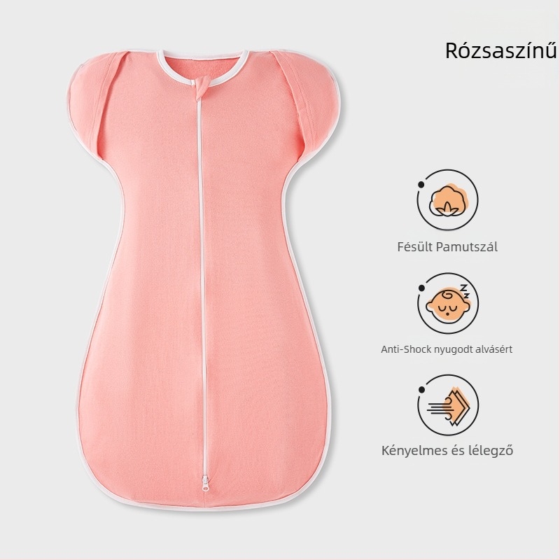 Csecsemő cocoon-stílusú alvózsák; tiszta pamut (95%+); 0–1 éves korosztály; egész éves használat; mosható