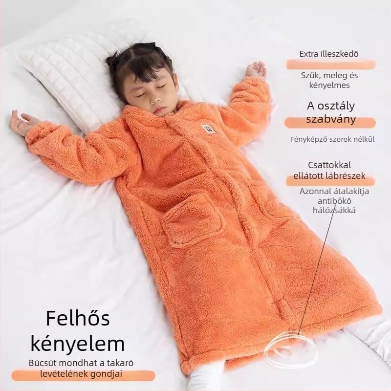 Őszi-téli gyerekeknek készült hálózsák, külön lábakkal, vastag meleg alvóruha