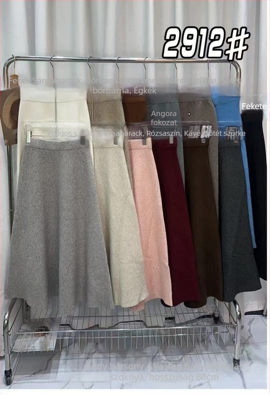 Shangima A-vonalú midi szoknya — Andy velúr anyag, Spandex <30%, őszi 2025