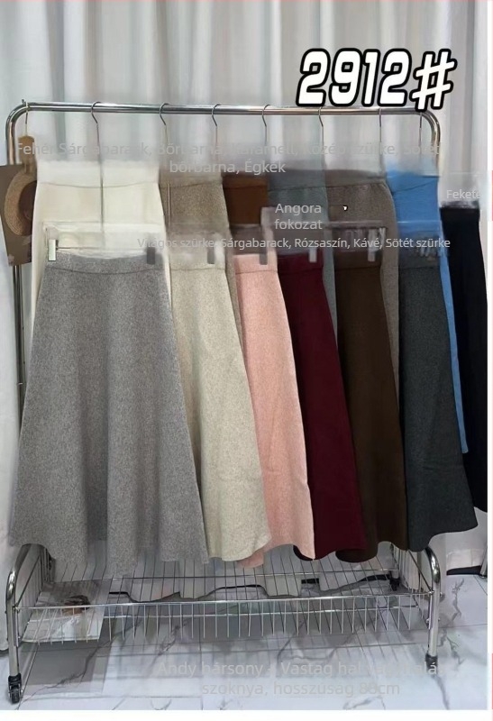 Shangima A-vonalú midi szoknya — Andy velúr anyag, Spandex <30%, őszi 2025